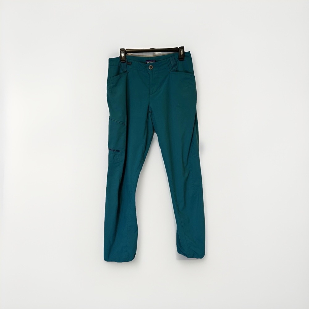Patagonia‎ Quandary Hiking Pants Women 8 Teal Blue Straight Cargo Tech Outdoor